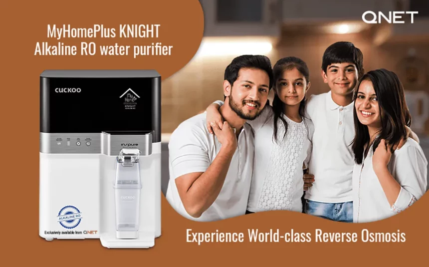 A happy family at home with MyHomePlus KNIGHT – Alkaline RO water purifier in the frame