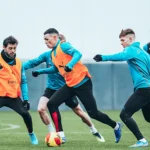 Mancity players training before a game