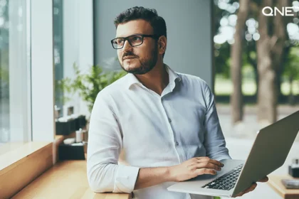 A Network marketer looking out the window