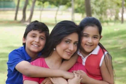 A mother with her children