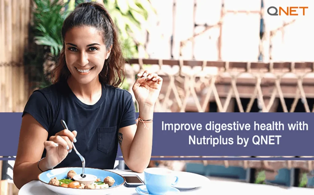 A young woman running in the park following a healthy lifestyle for improving digestion