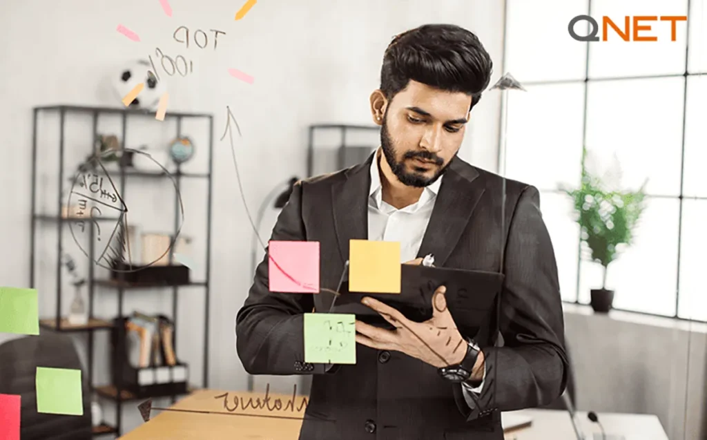 A businessman planning his next strategy