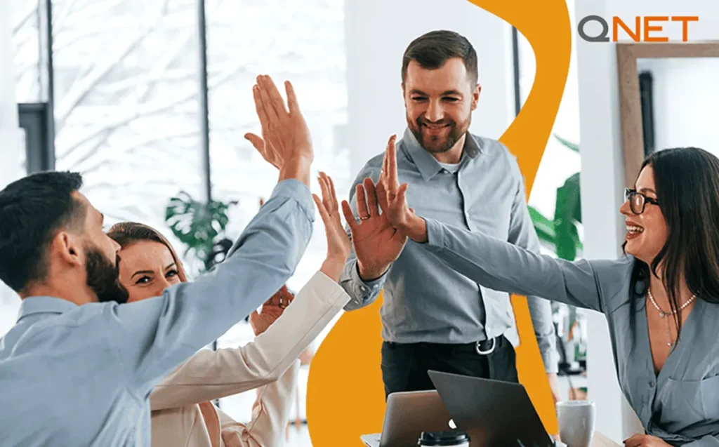 A Business team celebrating