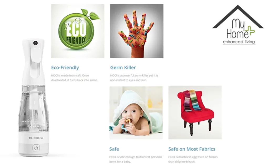 Uses of MyHomePlus Disinfectant Solution Generator at home, car, office, kitchen and bathroom.