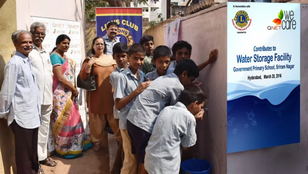 qnet build water storage facility in govt school
