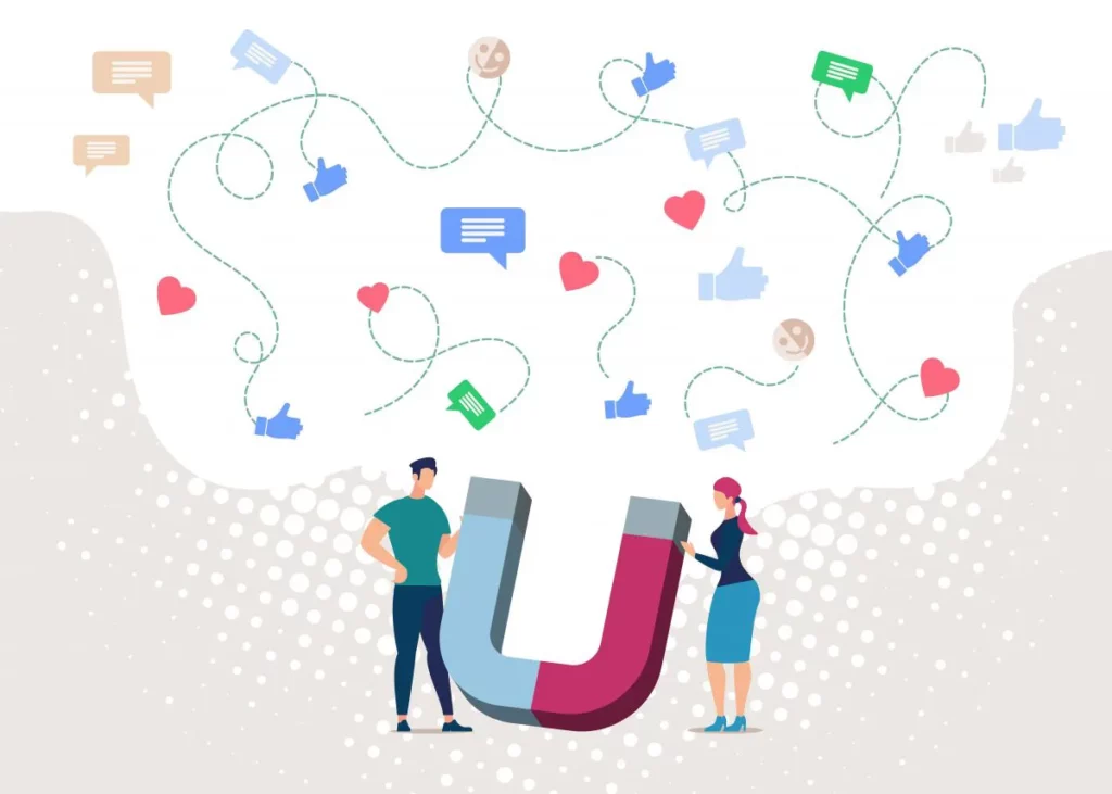 Illustration of people building a website which is integral to get leads