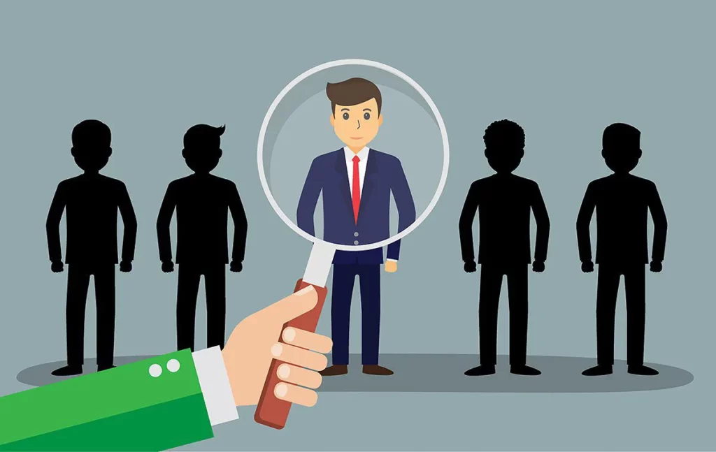 A magnifying glass on a person as the right audience helps to get leads